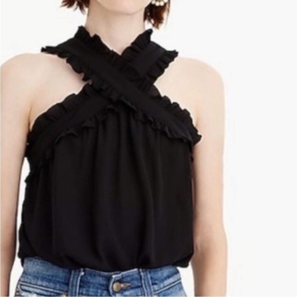 J.Crew criss cross ruffle tank Sleeveless blouse top - 00